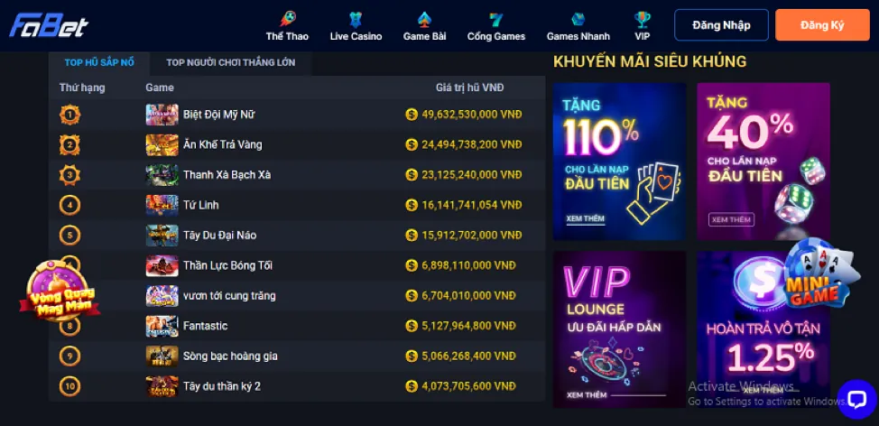 Hoàn trả tiền thua slot hàng tuần